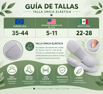 Guía de tallas de los calcetines Velsa: talla única elástica 35-44 EU, 5-11 US y 22-28 MX